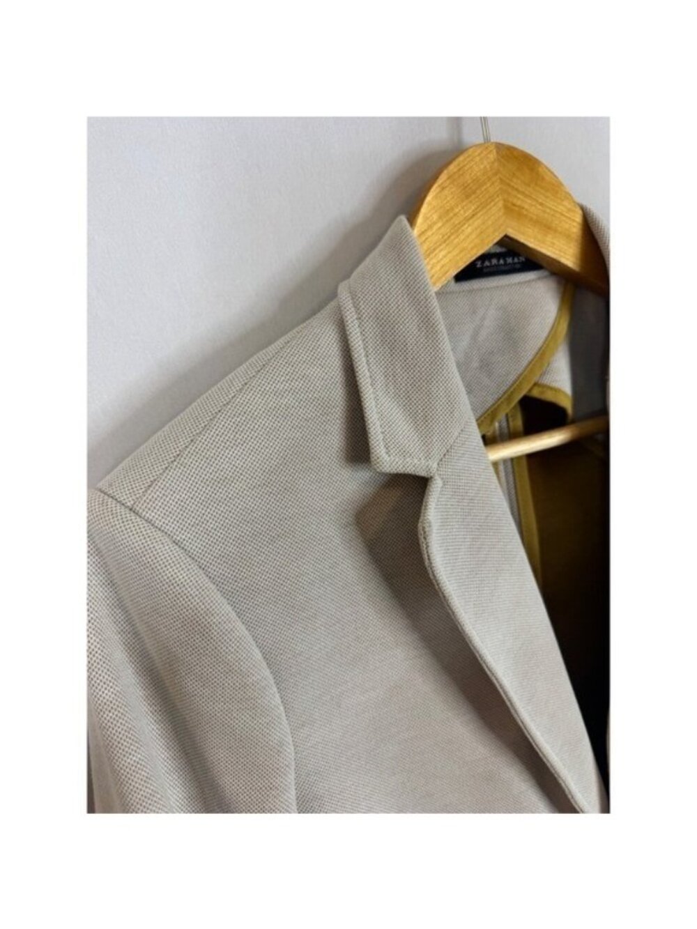 Zara Man Basic Collection Beige Textured Blazer with Elbow Patches Size 36 - Picture 4 of 14